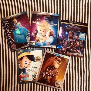 5 Disney Blu-day and dvd movies